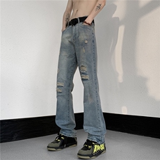 美式高街休闲牛仔裤个性小众休闲裤A061-JM1451-P65-控88，男装牛仔裤，电商A061-1