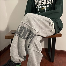 裤子男女秋冬宽松百搭潮牌束脚裤卫裤运动裤加绒休闲裤G3092-P43，男装休闲裤，星座1008-1