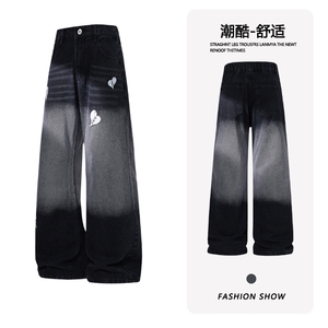 B221 美式ins高街暗黑刺绣修身微喇牛仔裤LK25606-特P45控78图片