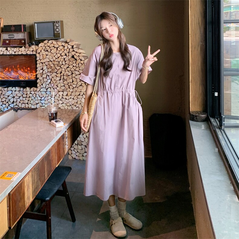 淑女长裙夏季海军领蕾丝连衣裙过膝宽松夏装女装气质大码显瘦时尚,女装连衣裙,2D014