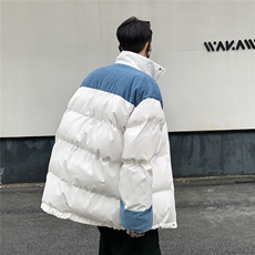 港风立领灯芯绒拼接撞色棉衣男成分：聚酯纤维8718P128控168，男装棉衣，星座227-7