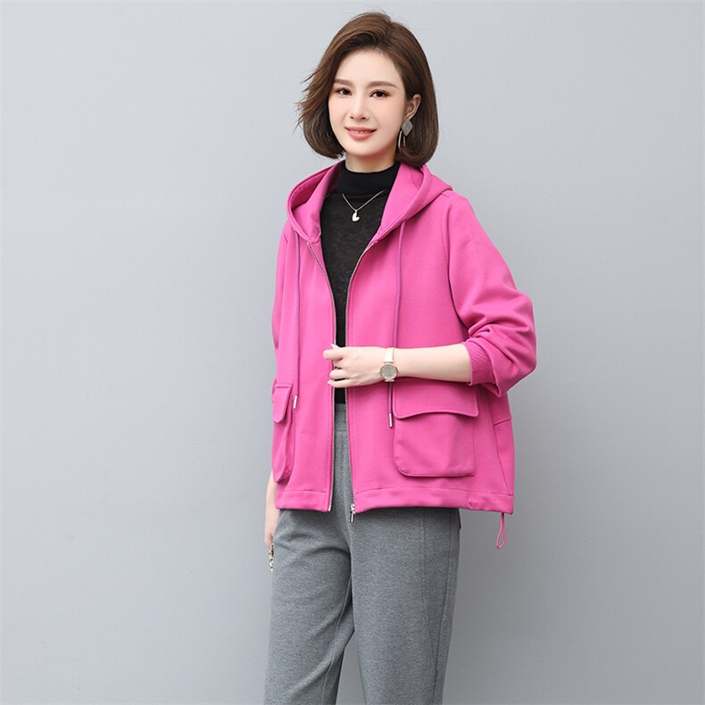 2023春季新款时尚休闲气质个性减龄拼接宽松休闲连帽外套,女装短外套,独衣靓