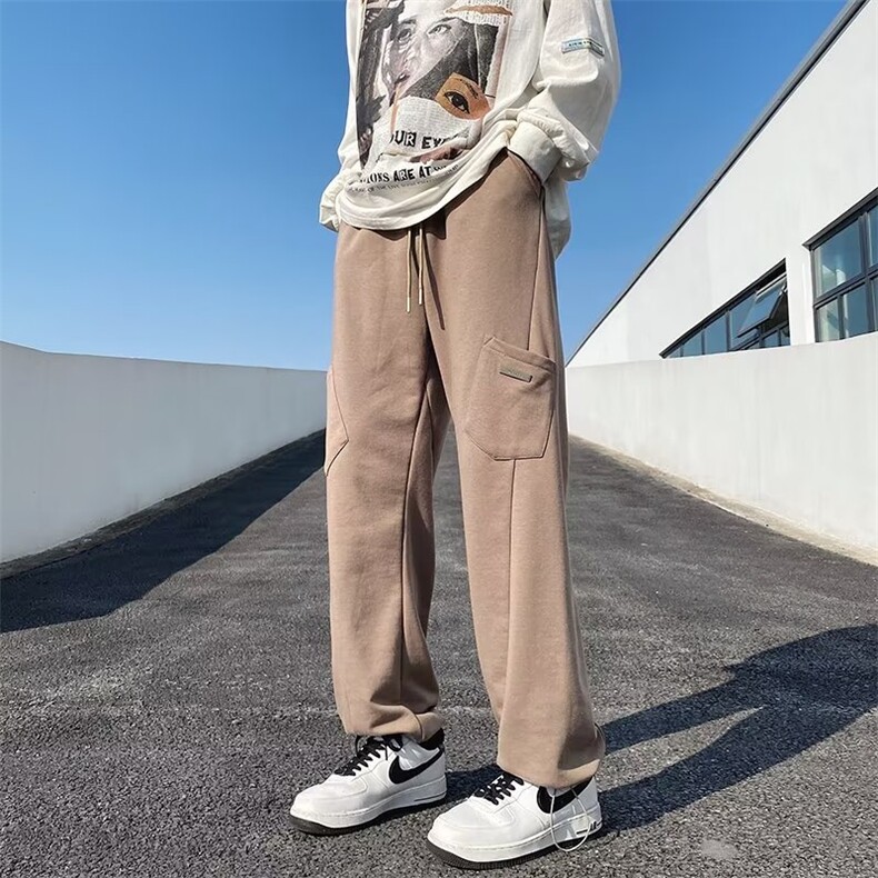 裤子工装裤男春季新款美式宽松裤潮牌坠感运动休闲卫裤K0218-P35,男装休闲裤,星座308B-1