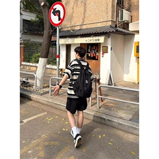 DW58-P45条纹短袖T恤男撞色半袖男夏季宽松五分袖上衣-网图现货，男装T恤，星座603-2