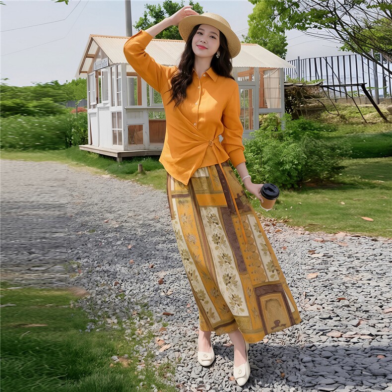 气质优雅套装裙女2026春装新款宽松藏肉显瘦旅游逛街舒适两件套，女装套装/套裙，姿萝菲