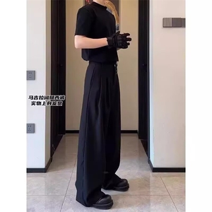 韩系cleanfit黑色西裤男秋冬宽松直筒西装裤LXK0200--P38 加绒43图片