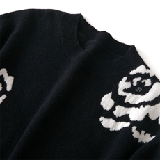 2025年秋季新款百搭女士牡丹花提花圆领圆领羊绒衫，女装羊绒衫，品秋羊绒