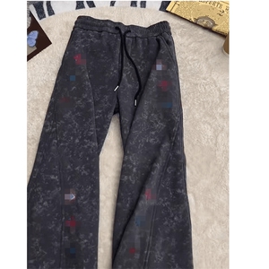 春装高品质扎染刺绣工艺弯刀卫裤男重磅复古垂感休闲运动裤阔腿裤图片
