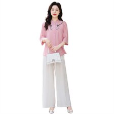 棉麻套装女时尚2022夏季新款洋气女装气质显瘦小矮个子休闲两件套，女装套装/套裙，贵人树