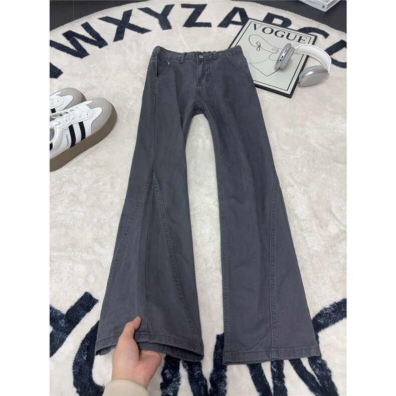 B221 美式ins高街暗黑纯色拼接休闲洗褪牛仔裤 LK25612-特P50控88图片