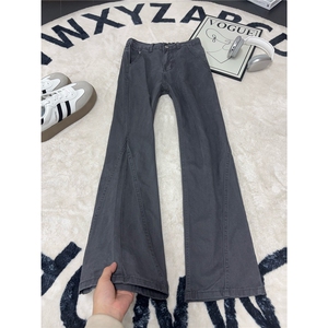 B221 美式ins高街暗黑纯色拼接休闲洗褪牛仔裤 LK25612-特P50控88图片