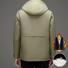 户外中年羊毛羽绒内胆派克服大衣男装拆卸羊毛羽绒内胆羽绒服外套，男装羽绒服，钱塘723