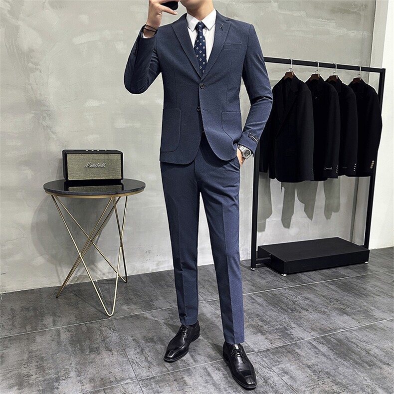 春秋季男商务修身青少年西服时尚休闲两件套A415-A5201-P230,男装西服,电商A355（原A415）