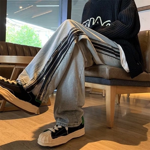 美式hiphop裤子侧边拉链复古牛仔裤男高街vibe直筒裤 K5917-P58图片