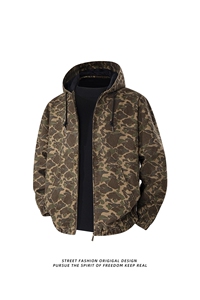 美式潮牌大口袋连帽迷彩夹克复古工装外套 A436-W992-P115168图片
