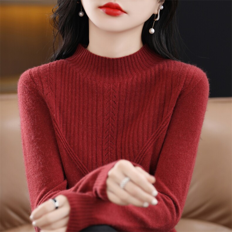 半高领纯色2024年秋冬季针织衫新款毛衣女士打底衫图片