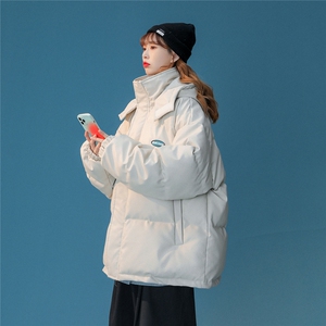白鸭绒中性22冬季保暖PU皮时尚简约连帽羽绒服 YR107 P225控298图片