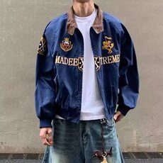 WT95-P71春秋季韩版时髦复古学院cleanfit刺绣短款夹克男士宽松，男装夹克，电商B323A