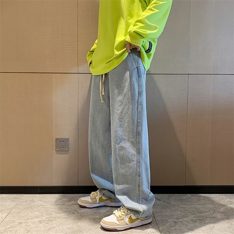 直筒宽松牛仔裤男潮牌ins高街百搭休闲阔腿港风拖地长裤N001-P36,男装牛仔裤,星座1008-1