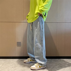 直筒宽松牛仔裤男潮牌ins高街百搭休闲阔腿港风拖地长裤N001-P36，男装牛仔裤，星座1008-1