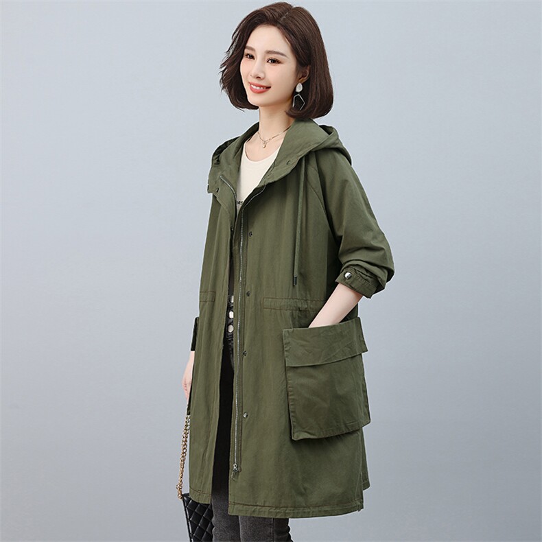 春秋新款胖妹妹加肥加大码中长款风衣女200斤宽松外套,女装风衣,江忆布依
