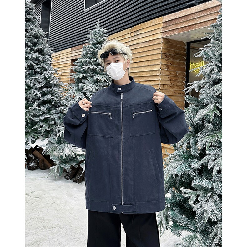 水洗牛仔外套男秋冬款美式复古立领工装哈灵顿夹克JK08968-P75,男装夹克,星座308B-2