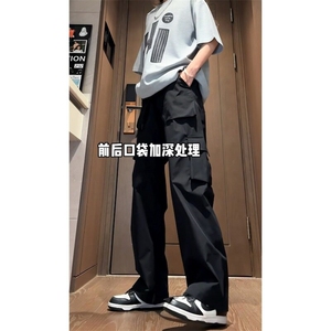 美式机能工装裤男款春夏季阔腿夏季薄款裤子大码宽松直筒休闲长裤图片