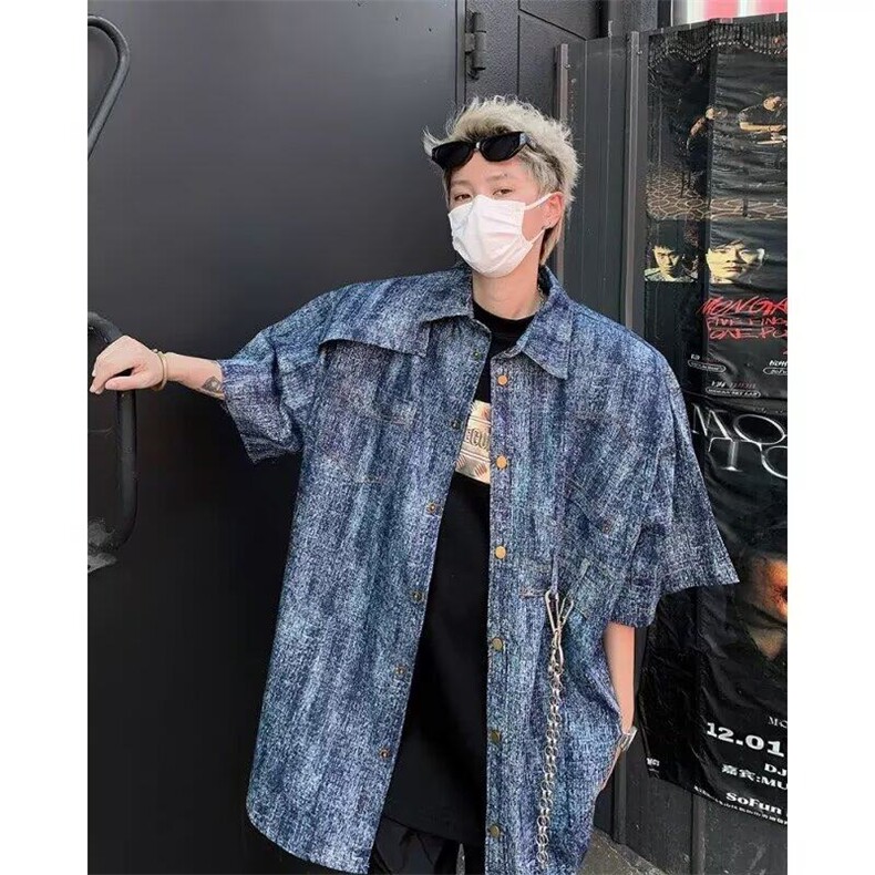 小众解构做旧水洗垫肩长袖复古宽松设计感衬衫-CS716-网络图,男装衬衫,星座1002-2