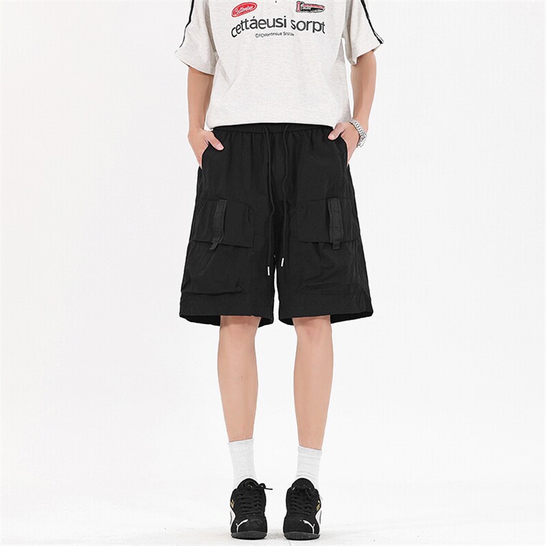 夏季2025新款冰丝侧边拉链大口五分裤袋速干宽松短裤K1279P45控78,男装牛仔裤,星座906-1（原电商a316-2）