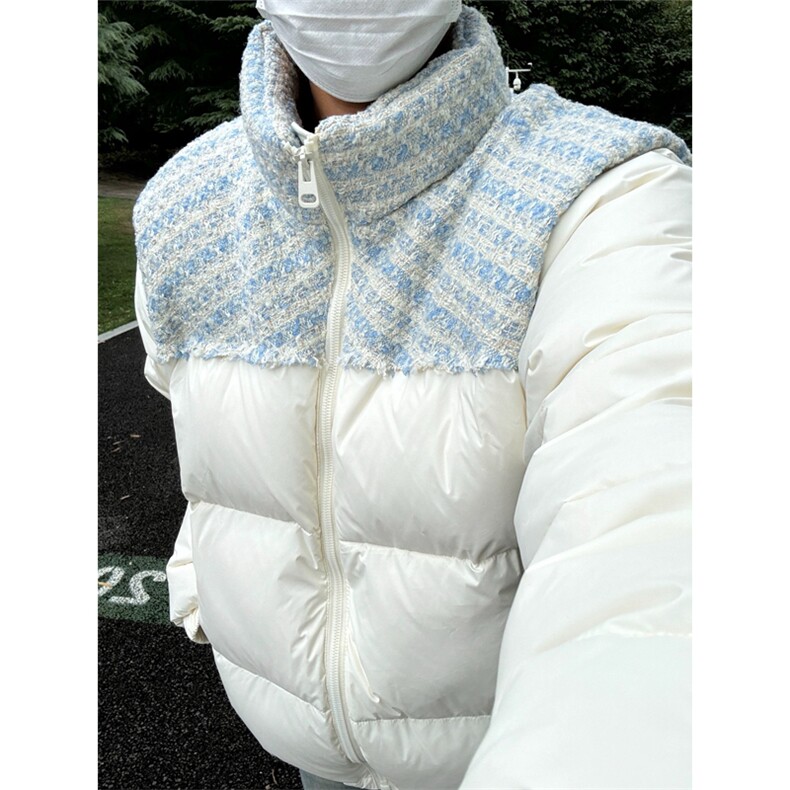 网图现货小香风拼接棉服外套男宽松加厚休闲立领棉衣A149-P98，男装棉衣，星座1505