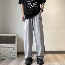 裤子男夏季设计感小众拼色宽松直筒运动裤潮牌潮流休闲裤，男装休闲裤，星座716-4