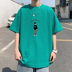 wassuphappy华夫格短袖t恤男夏季潮牌半袖体恤冰丝薄款宽松上衣，男装T恤，电商B220
