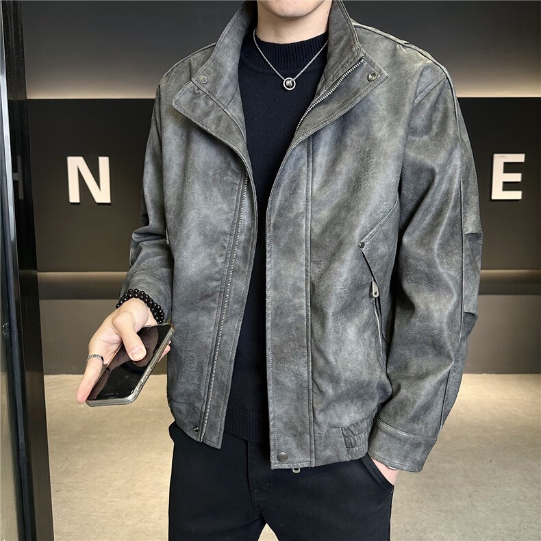 加绒加厚男士皮衣秋冬季皮夹克休闲外套品质款C317-J7722-P185,男装夹克,电商C317
