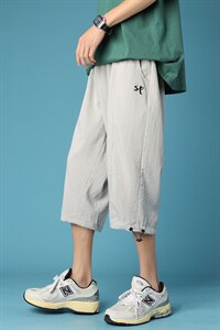 港风男士宽松直筒休闲裤抽射裤脚ins蓝底七分裤DK7109-P40控58图片