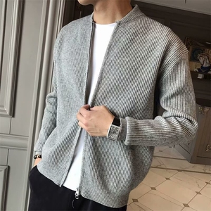 MM457-P50潮流直筒休闲常规立领拉链纯色开衫针织外套图片