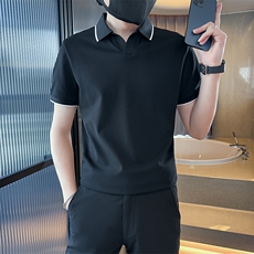主推款V领简约品质翻领短袖T恤Polo衫T0272-特P45控78，男装T恤，电商D342