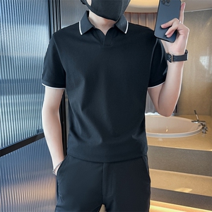主推款V领简约品质翻领短袖T恤Polo衫T0272-特P45控78图片