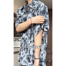 短袖衬衫男+短裤男潮流休闲套装男M-5XL大码TZ78708P50控98模特图，男装休闲套装，星座226-1