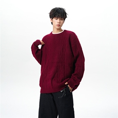 8XL-M圆领毛衣男秋冬季宽松慵懒套头麻花针织衫毛线衣MY19005P68，男装针织衫/毛衣，电商B312