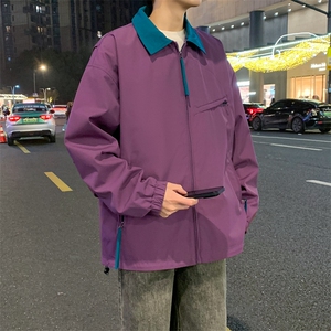 春季新款登山系户外夹克男防水撞色翻领外套男A406JK3501特P70,白色百褶裙如何搭配图片
