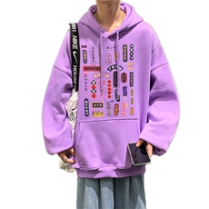 港风模特秋季新款潮男时尚连帽卫衣套头衫WY100P45控58，男装卫衣，电商A089-1