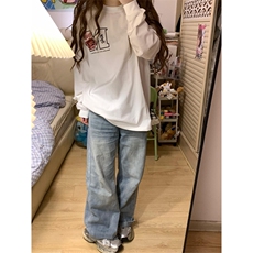 网图有货蝴蝶花园刺绣长袖T恤男女宽松休闲圆领上衣A1062-P40，男装T恤，星座1505
