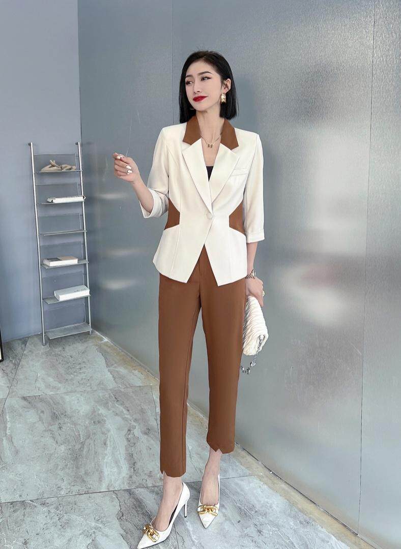 【现货】夏季新款短袖西装长款套装，女装西装，罗琳格