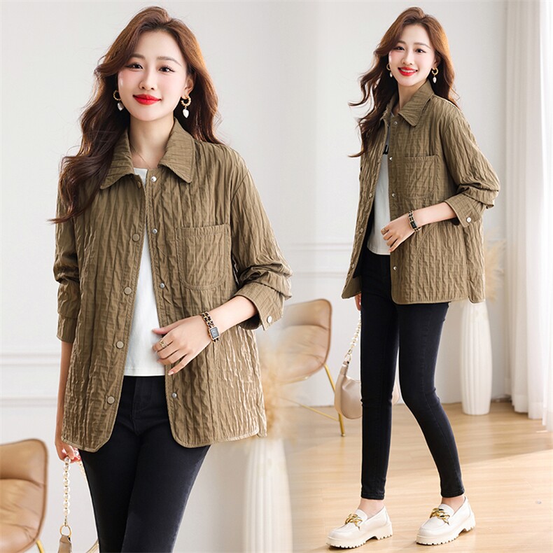 衬衫外套女加厚中长款夹棉保暖室内单穿百搭，女装短外套，芙芮