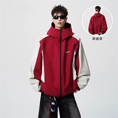1506/Q34160/P78悟空有货美式运动户外连帽冲锋衣撞色工装外套，男装夹克，星座1506