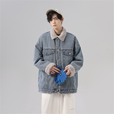 现货加绒牛仔棉服男冬季棉衣外套羊羔绒翻领夹克毛领MY2220-P110，男装夹克，星座1103-3