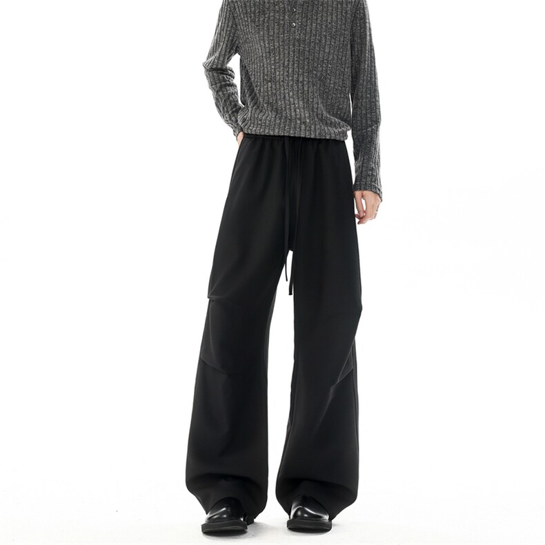 老钱风亚麻休闲西裤美式阔腿裤宽松百搭拖地裤504-K264-特P40控78，男装西裤，星座504