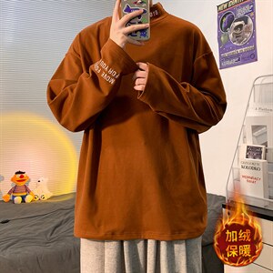 中性风高品质秋冬季男圆领套头加绒打底衫Y503P38限68,男装卫衣,电商A089-1