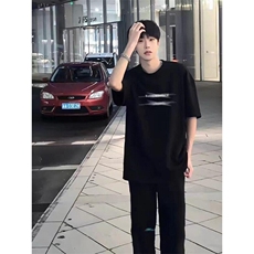 网络图现货慵懒风简约休闲模糊字母印花短袖T恤RLT54-P50，男装T恤，星座1005-4