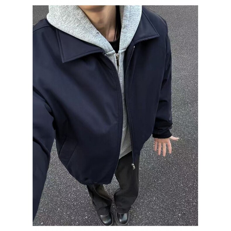 美式飞行员夹克棉服男冬季加厚保暖翻领棉衣外套黑色廓形短款棉袄,男装夹克,星座506A